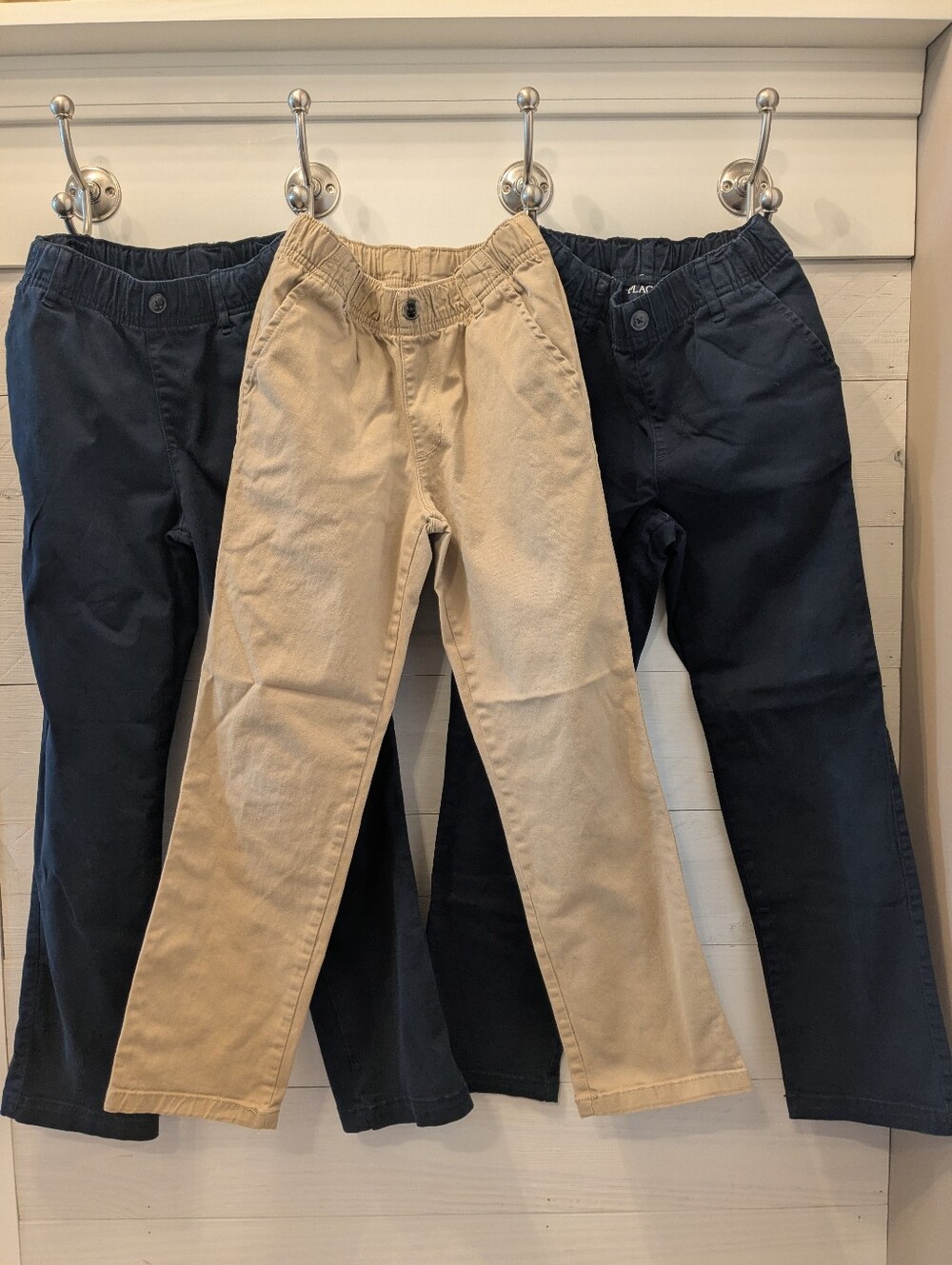 3️⃣ The Children's Place Boy's Pull-on Uniform Chinos - Navy & Khaki; Size: 8